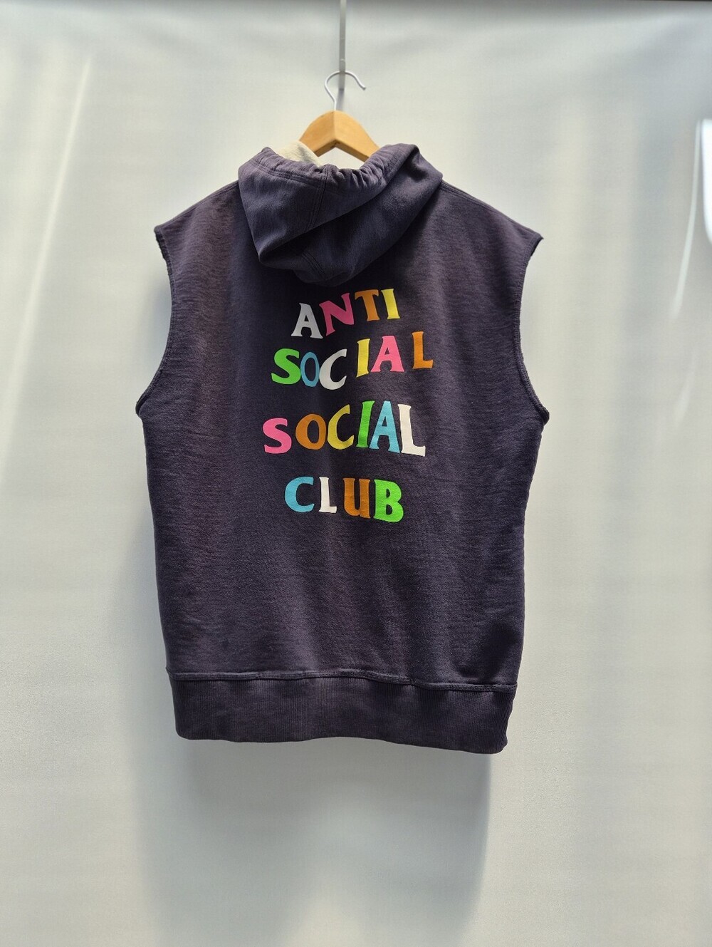 Anti Social Social Club ASSC The Real Me Sleeveless Hoodie Vest Navy Blue Medium
